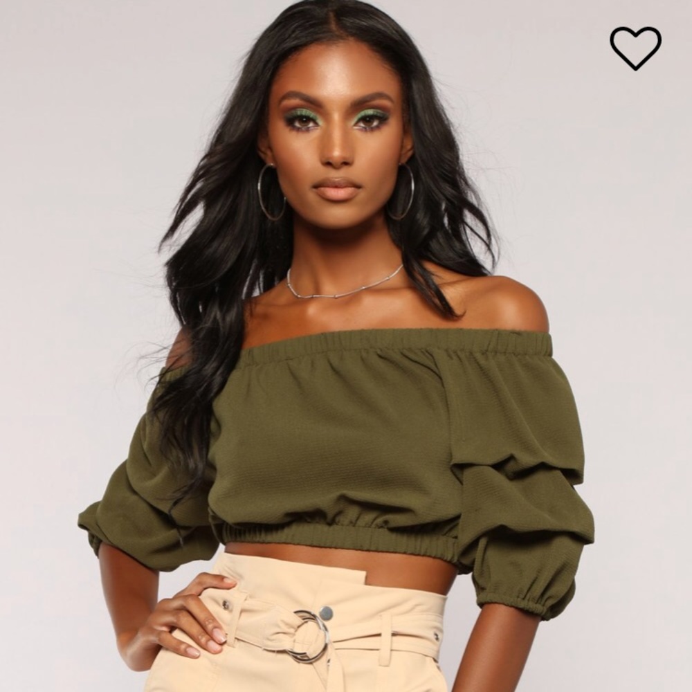 BRAND NEW FASHION NOVA OLIVE CROP TOP